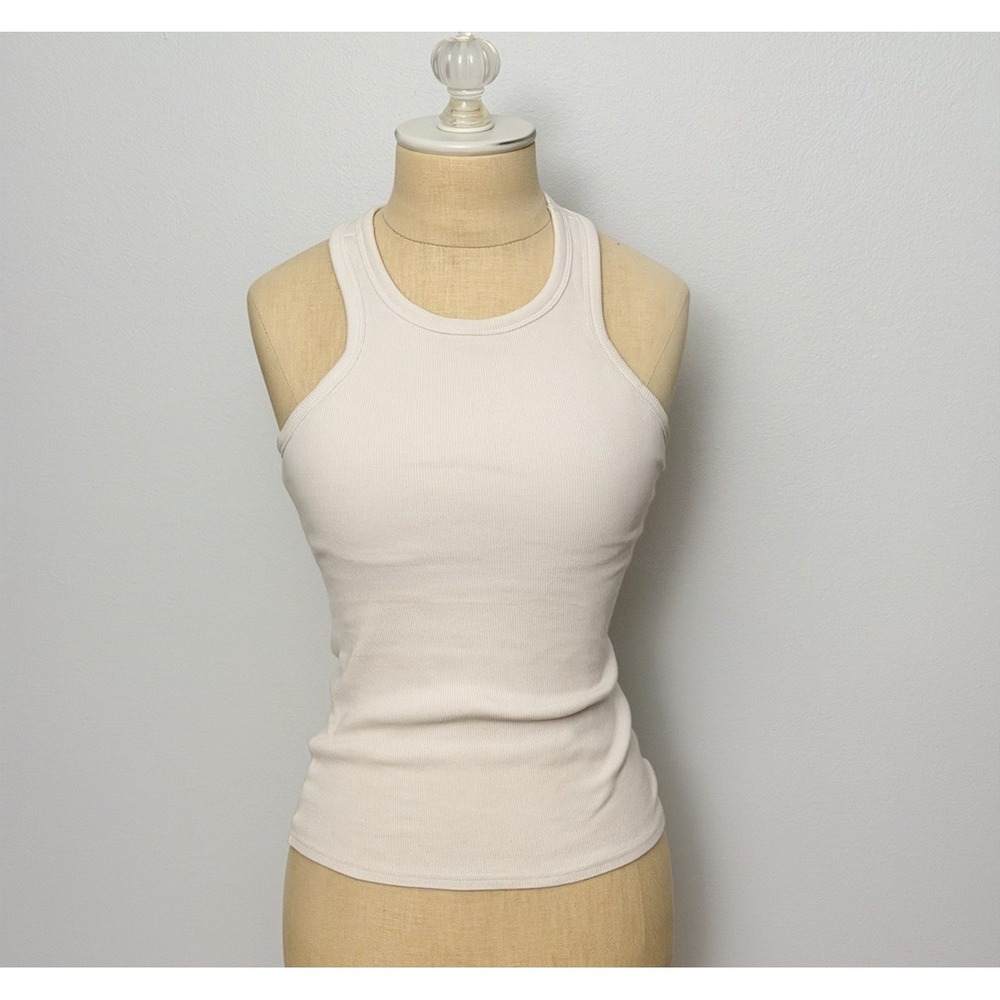ALO Yoga The Goddess Ribbed Go To Sleeveless White Tank Top EUC Size XS